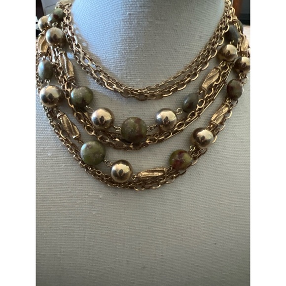 Multi Strand Gold Tone Necklace - Picture 4 of 6
